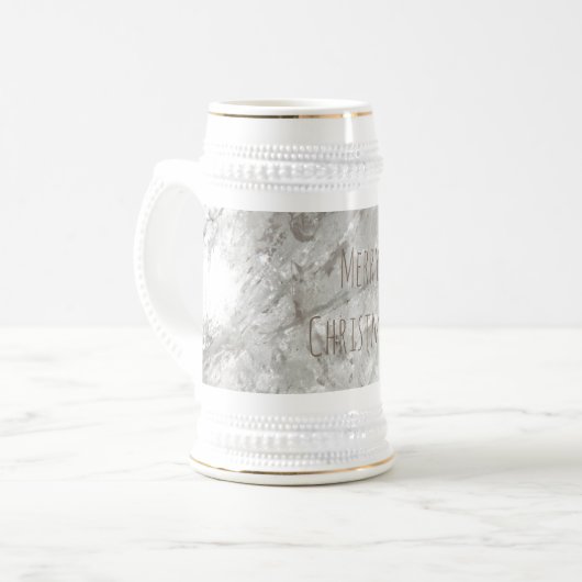 Merry Christmas Shiny Crystal White Stein Bierpul (Voorkant links)
