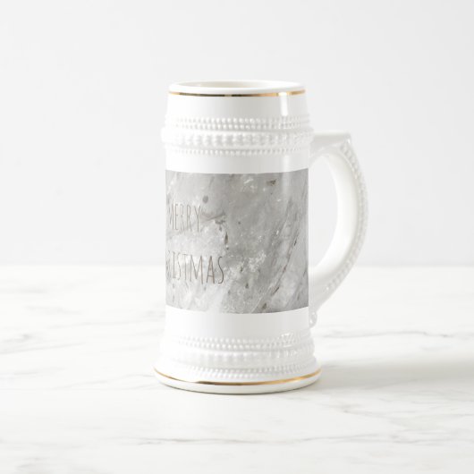 Merry Christmas Shiny Crystal White Stein Bierpul (Voorkant rechts)