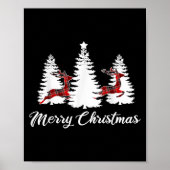 Merry Christmas Shirt For Women Buffalo Plaid Rein Poster (Voorkant)