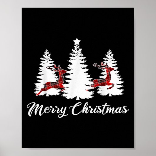 Merry Christmas Shirt For Women Buffalo Plaid Rein Poster (Voorkant)