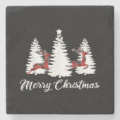 Merry Christmas Shirt for Women Buffalo Plaid Rein Stenen Onderzetter (Voorkant)