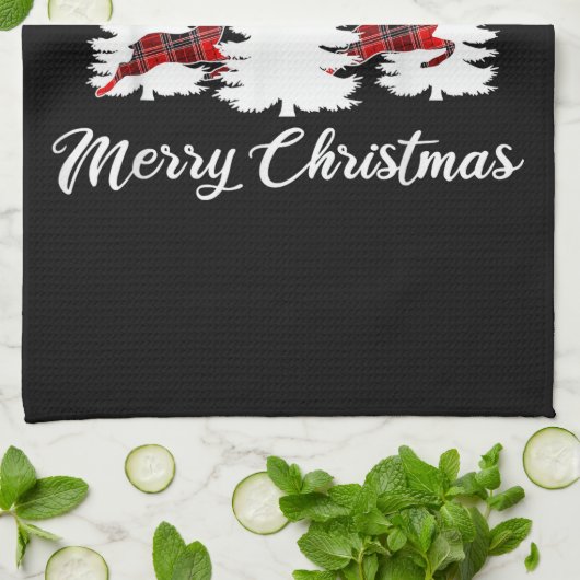 Merry Christmas Shirt for Women Buffalo Plaid Rein Theedoek (Gevouwen)