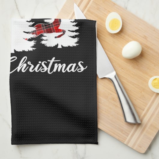 Merry Christmas Shirt for Women Buffalo Plaid Rein Theedoek (Quarter Fold)
