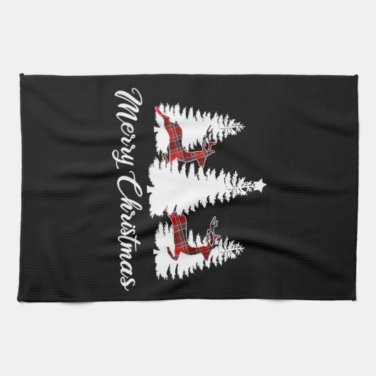 Merry Christmas Shirt for Women Buffalo Plaid Rein Theedoek (Horizontaal)