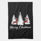 Merry Christmas Shirt for Women Buffalo Plaid Rein Theedoek (Verticaal)