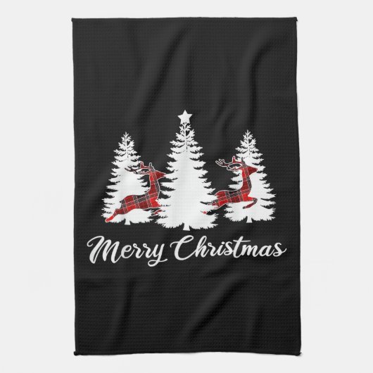 Merry Christmas Shirt for Women Buffalo Plaid Rein Theedoek (Verticaal)