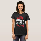 Merry Christmas Shirt Santa Hat Buffalo Plaid Men  (Voorkant volledig)