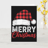 Merry Christmas Shirt Santa Hat Buffalo Plaid Men  Kaart (Gele Bloem)