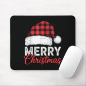 Merry Christmas Shirt Santa Hat Buffalo Plaid Men  Muismat (Met muis)