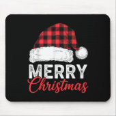 Merry Christmas Shirt Santa Hat Buffalo Plaid Men  Muismat (Voorkant)