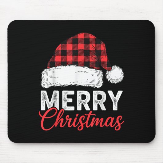 Merry Christmas Shirt Santa Hat Buffalo Plaid Men  Muismat (Voorkant)