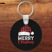 Merry Christmas Shirt Santa Hat Buffalo Plaid Men  Sleutelhanger (Voorkant)