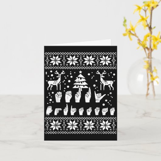 Merry Christmas Sign Language Asl Deaf Ugly Christ Kaart (Gele Bloem)