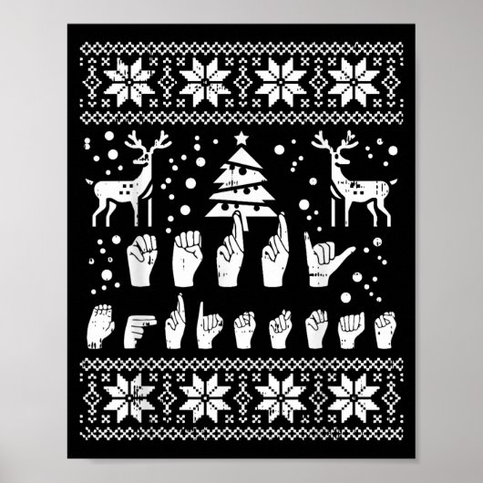 Merry Christmas Sign Language Asl Deaf Ugly Christ Poster (Voorkant)