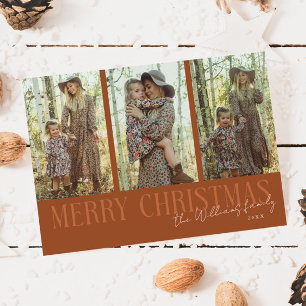 Merry Christmas Signature Multi Foto Terracotta Feestdagenkaart