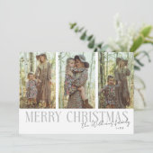 Merry Christmas Signature Multi Photo Wit Feestdagenkaart (Staand voorkant)