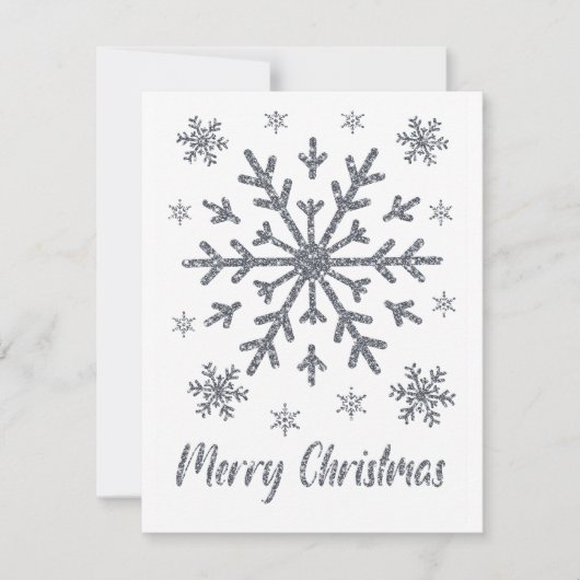 Merry Christmas Silver Sneeuwvlokken Blank Kaarten (Voorkant)