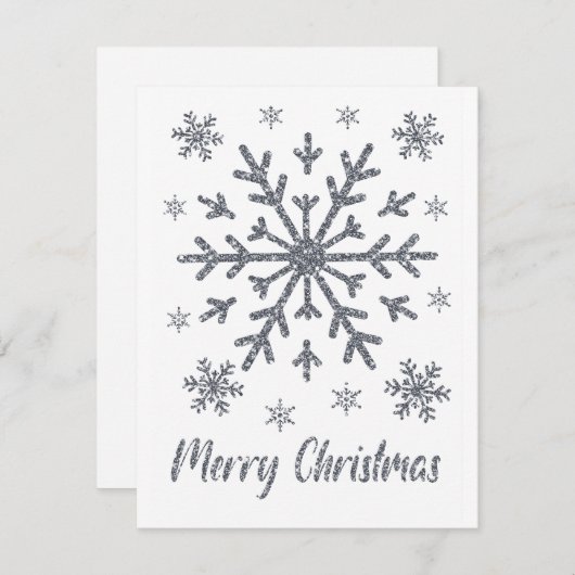 Merry Christmas Silver Sneeuwvlokken Blank Kaarten (Voorkant / Achterkant)