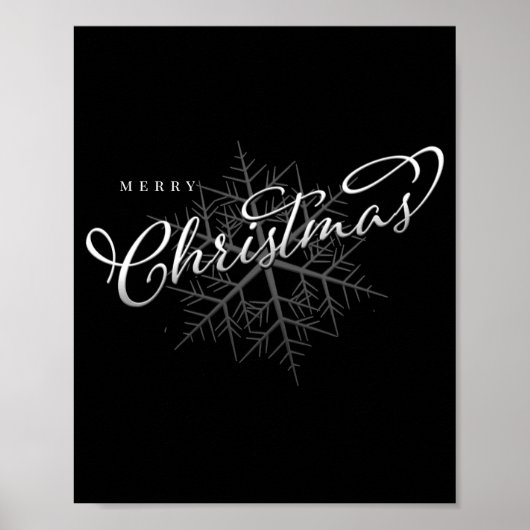 Merry Christmas Silver Snowflake  Poster (Voorkant)