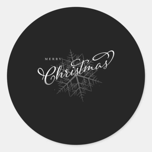 Merry Christmas Silver Snowflake Ronde Sticker (Voorkant)