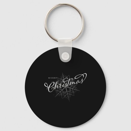 Merry Christmas Silver Snowflake Sleutelhanger (Voorkant)