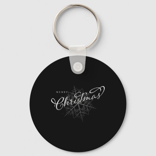 Merry Christmas Silver Snowflake T Shirt  Sleutelhanger (Voorkant)