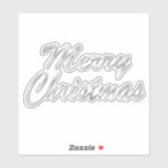 Merry Christmas Silver Sticker<br><div class="desc">Op maat gesneden vinyl sticker met een afbeelding van het sentiment "Merry Christmas" in glimmend zilveren script. Bekijk het gehele Holiday Sticker collectie in de INVITES | Stickers & Etiketten sectie.</div>