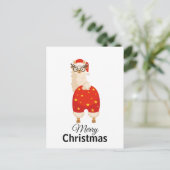 Merry Christmas Simple Cute Cartoon Santa Llama Briefkaart (Staand voorkant)