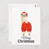 Merry Christmas Simple Cute Cartoon Santa Llama Briefkaart (Voorkant / Achterkant)