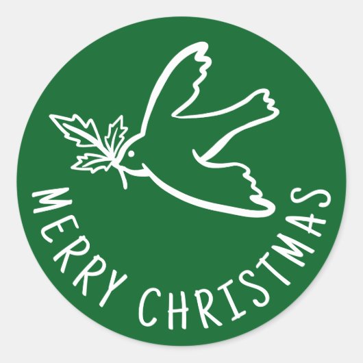 MERRY CHRISTMAS Simple Dove CUSTOM Holiday Ronde Sticker (Voorkant)