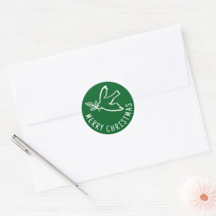 MERRY CHRISTMAS Simple Dove CUSTOM Holiday Ronde Sticker