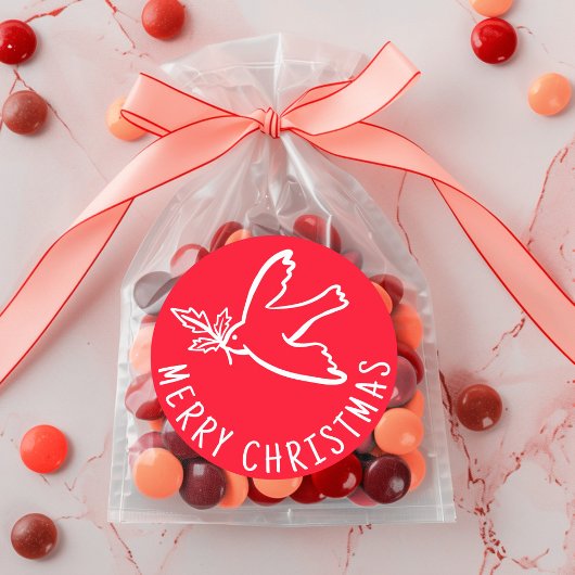 MERRY CHRISTMAS Simple Dove CUSTOM Holiday Ronde Sticker