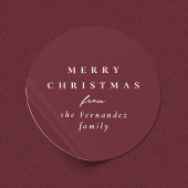Merry Christmas simple elegant maroon holiday Ronde Sticker