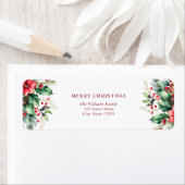 Merry Christmas Simple Floral Retouradres Etiket (Insitu)