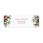 Merry Christmas Simple Floral Retouradres Etiket (Voorkant)