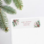 Merry Christmas Simple Floral Retouradres Etiket<br><div class="desc">Retouradreslabels met een vakantiethema met vrolijk kerstfeest en uw aangepaste retouradres in een minimalistisch typografisch ontwerp met eenvoudige elegante kerstbloemen.</div>