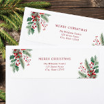 Merry Christmas Simple Floral Retouradres Etiket<br><div class="desc">Retouradreslabels met een vakantiethema met vrolijk kerstfeest en uw aangepaste retouradres in een minimalistisch typografisch ontwerp met eenvoudige elegante kerstbloemen.</div>