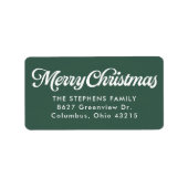 Merry Christmas simple green return address Etiket (Voorkant)