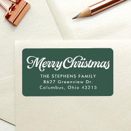 Merry Christmas simple green return address Etiket