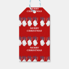 Merry Christmas Simple Red Border Text Gift Tag Cadeaulabel