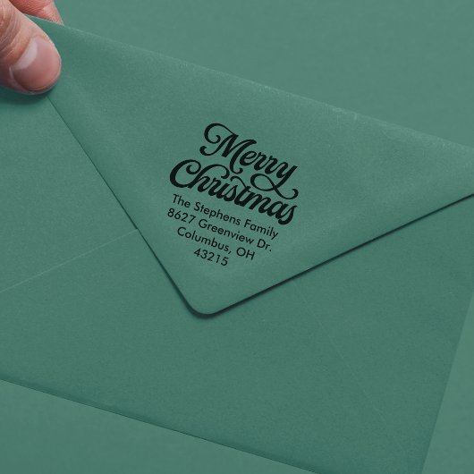 Merry Christmas simple script return address Zelfinktende Stempel