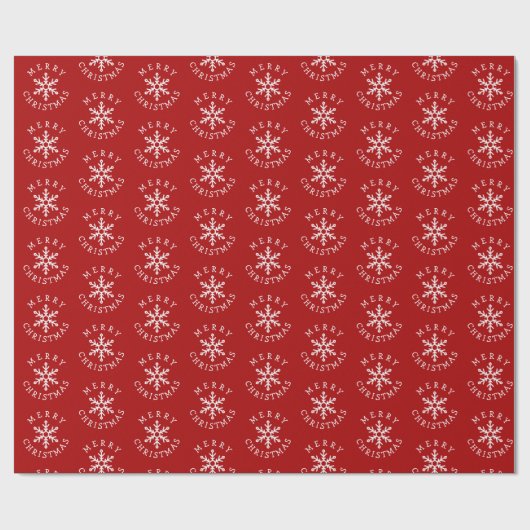 Merry Christmas Simple Snowflake Cadeaupapier (Vlak)