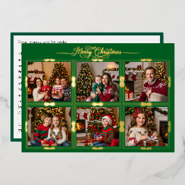Merry Christmas Six ingelijst Afbeeldingen Front G Folie Feestdagenkaart