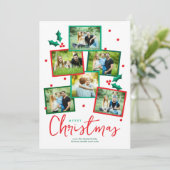 Merry Christmas Six Photo Collage Christmas Kaart (Staand voorkant)