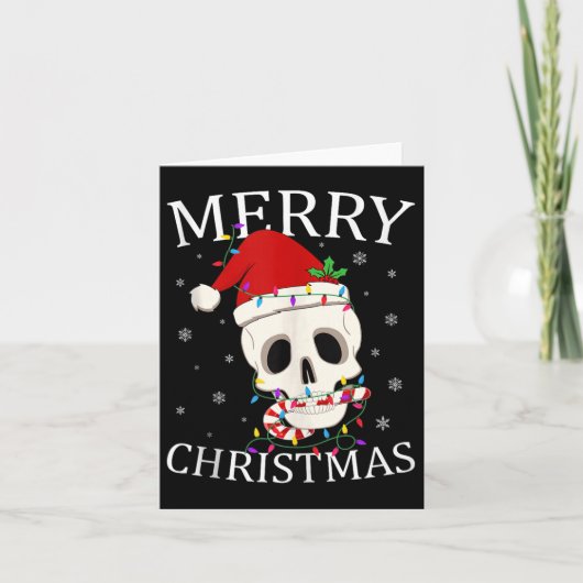 Merry Christmas Skeleton Skull Xmas Lights Men Wom Kaart (Voorkant)