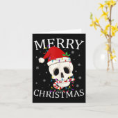 Merry Christmas Skeleton Skull Xmas Lights Men Wom Kaart (Gele Bloem)