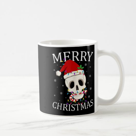 Merry Christmas Skeleton Skull Xmas Lights Men Wom Koffiemok (Rechts)