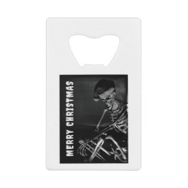 Merry Christmas. Skeleton with Santa hat Creditkaart Flessenopener