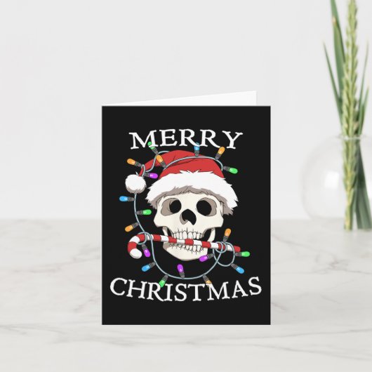 Merry Christmas Skull Skelet Mannen Vrouwen Kaart (Voorkant)