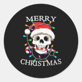 Merry Christmas Skull Skeleton Men Women  Ronde Sticker (Voorkant)